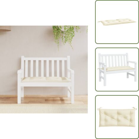 The Living Store Cuscino per Panca Bianco Crema 110x50x7 cm in Tessuto Oxford - Cuscino per panca