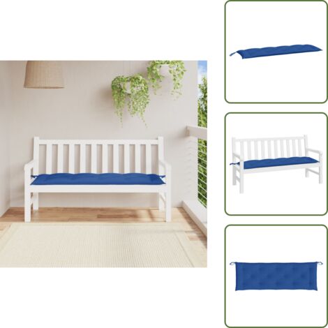 The Living Store Cuscino per Panca Giardino Blu Reale 150x50x7 cm Tessuto Oxford - Cuscino per panca