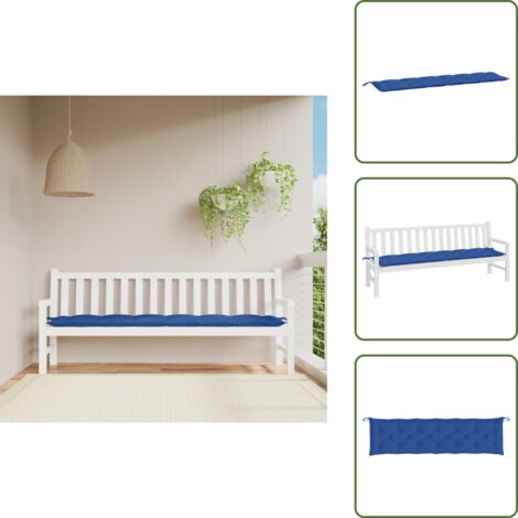 The Living Store Cuscino per Panca Giardino Blu Reale 200x50x7 cm Tessuto Oxford - Cuscino per panca