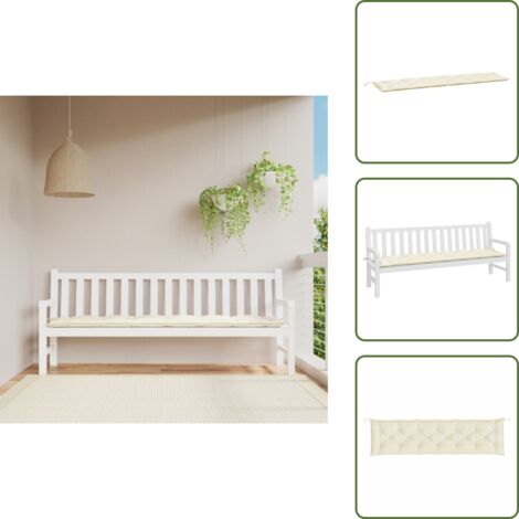 The Living Store Cuscino per Panca Giardino Crema 200x50x7 cm in Tessuto Oxford - Cuscino per panca