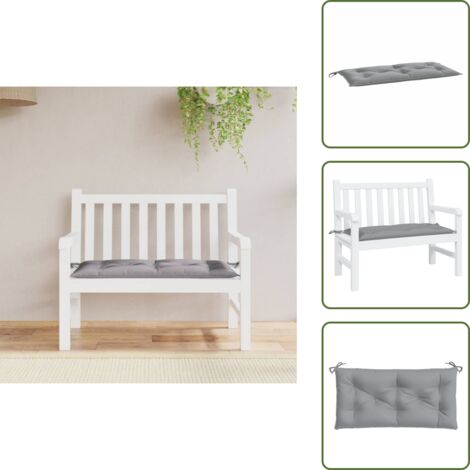 The Living Store Cuscino per Panca Grigio 110x50x7 cm in Tessuto Oxford - Cuscino per panca