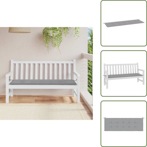 The Living Store Cuscino per Panca Grigio 150x50x4 cm in Tessuto Oxford - Cuscino da giardino