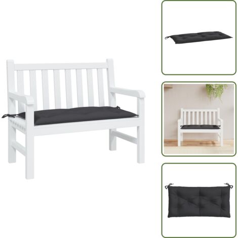 The Living Store Cuscino per Panca Nero 100x50x7 cm in Tessuto Oxford - Cuscino da giardino