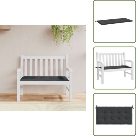 The Living Store Cuscino per Panca Nero 120x50x4 cm in Tessuto Oxford - Cuscino per panca
