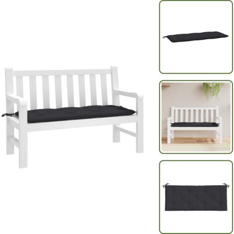 The Living Store Cuscino per Panca Nero 120x50x7 cm in Tessuto Oxford - Cuscino da giardino