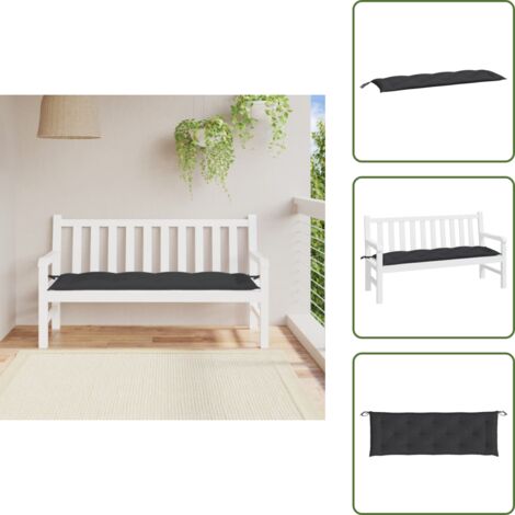 The Living Store Cuscino per Panca Nero 150x50x7 cm in Tessuto Oxford - Cuscino per panca
