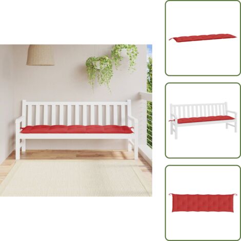 The Living Store Cuscino per Panca Rosso 180x50x7 cm in Tessuto Oxford - Cuscino per panca