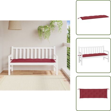 The Living Store Cuscino per Panca Rosso Vino 150x50x7 cm in Tessuto Oxford - Cuscino per panca