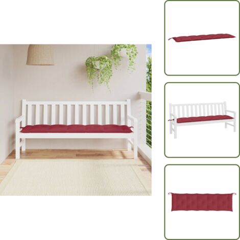 The Living Store Cuscino per Panca Rosso Vino 180x50x7 cm in Tessuto Oxford - Cuscino per panca