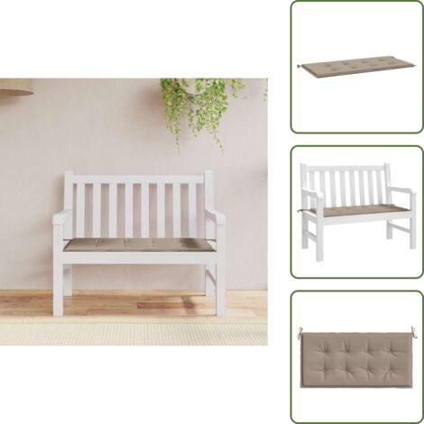 The Living Store Cuscino per Panca Tortora 120x50x4 cm in Tessuto Oxford - Cuscino da giardino