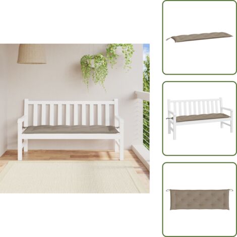 The Living Store Cuscino per Panca Tortora 150x50x3 cm in Tessuto Oxford - Cuscino per panca