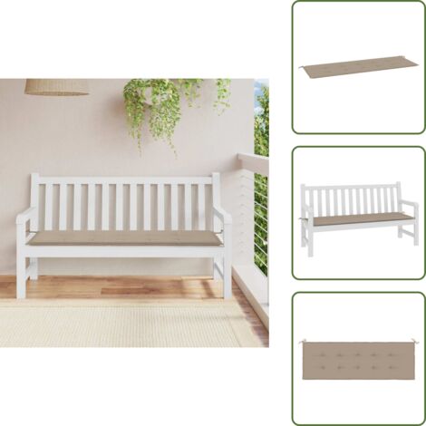 The Living Store Cuscino per Panca Tortora 150x50x4 cm in Tessuto Oxford - Cuscino da giardino