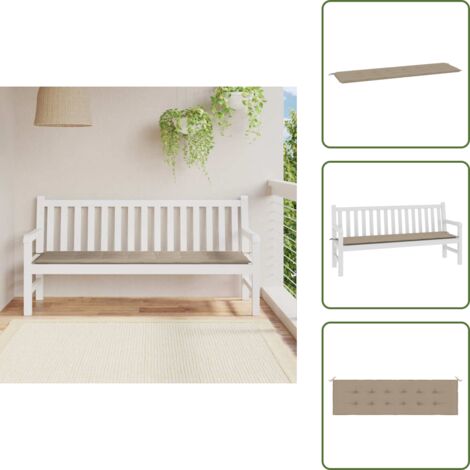The Living Store Cuscino per Panca Tortora 180x50x4 cm in Tessuto Oxford - Cuscino da giardino