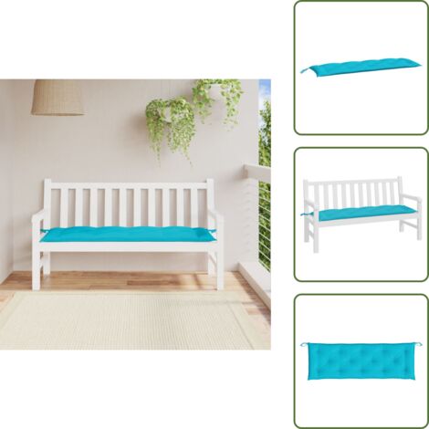 The Living Store Cuscino per Panca Turchese 150x50x7 cm in Tessuto Oxford - Cuscino per panca