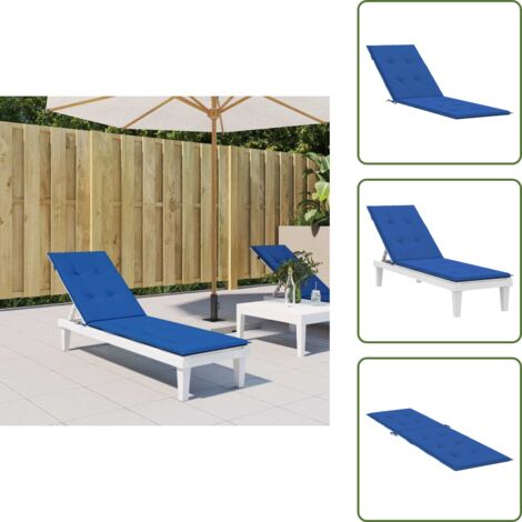 The Living Store Cuscino per Sdraio Blu Reale (75+105)x50x4 cm - Cuscino per patio