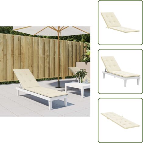 The Living Store Cuscino per Sdraio Crema (75+105)x50x4 cm - Cuscino da patio