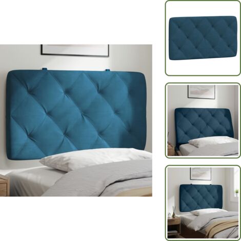 The Living Store Cuscino Testiera Blu 80 cm in Velluto - Cuscino per testiera