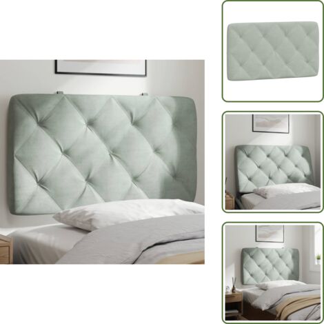The Living Store Cuscino Testiera Grigio Chiaro 80 cm in Velluto - Cuscino in velluto