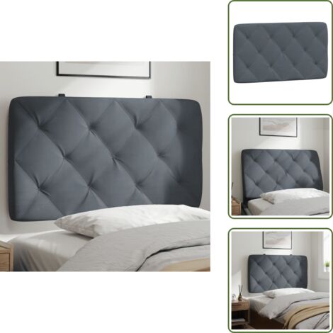 The Living Store Cuscino Testiera Grigio Scuro 80 cm in Velluto - Cuscino per testiera