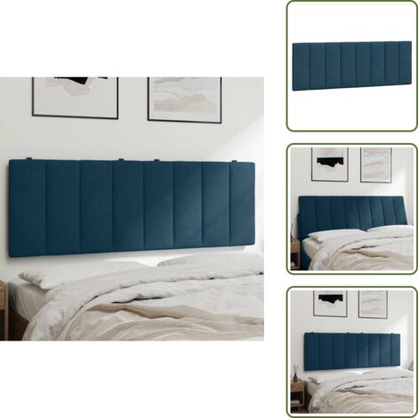The Living Store Cuscino Testiera Hanko Blu 120 cm in Velluto - Cuscino per testiera