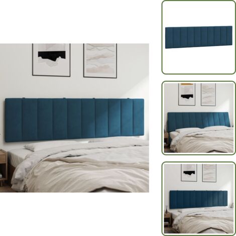 The Living Store Cuscino Testiera Hanko Blu 180 cm in Velluto - Cuscino per testa