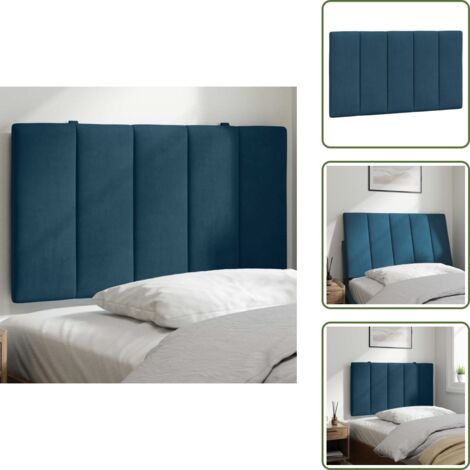 The Living Store Cuscino Testiera Hanko Blu 80 cm in Velluto - Cuscino per testiera
