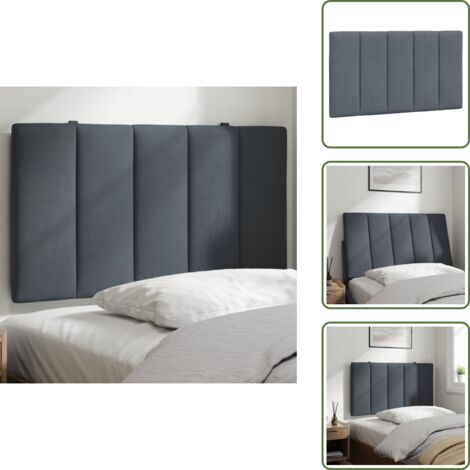 The Living Store Cuscino Testiera Hanko Grigio Scuro 80 cm in Velluto - Cuscino per testiera
