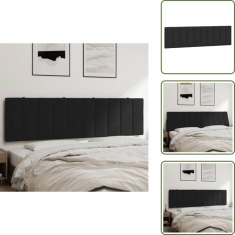 The Living Store Cuscino Testiera Hanko Nero 180 cm in Velluto - Cuscino per testiera