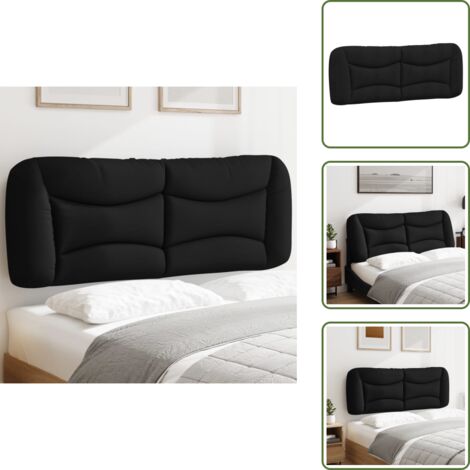 The Living Store Cuscino Testiera Hvar Nero 120 cm in Tessuto - Cuscino per testiera