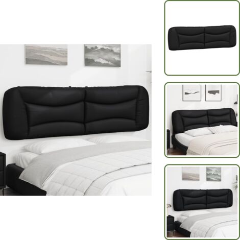 The Living Store Cuscino Testiera Hvar Nero 180 cm in Similpelle - Cuscino per testiera