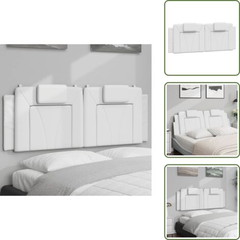 The Living Store Cuscino Testiera Viana Bianco 120 cm in Similpelle - Cuscino per testiera
