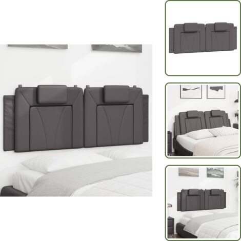 The Living Store Cuscino Testiera Viana Grigio 120 cm in Similpelle - Cuscino per testa