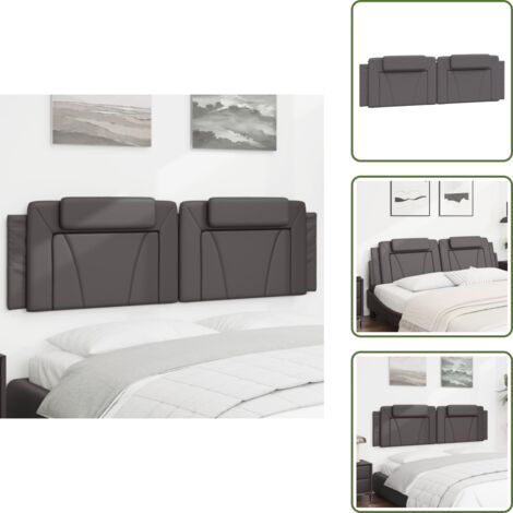 The Living Store Cuscino Testiera Viana Grigio 180 cm in Similpelle - Cuscino per testiera