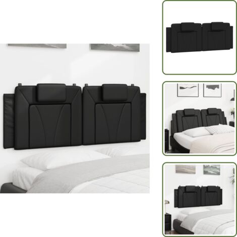 The Living Store Cuscino Testiera Viana Nero 120 cm in Similpelle - Cuscino per testiera