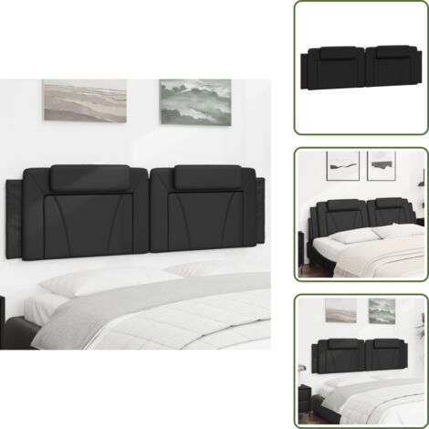 The Living Store Cuscino Testiera Viana Nero 180 cm in Similpelle - Cuscino per testa