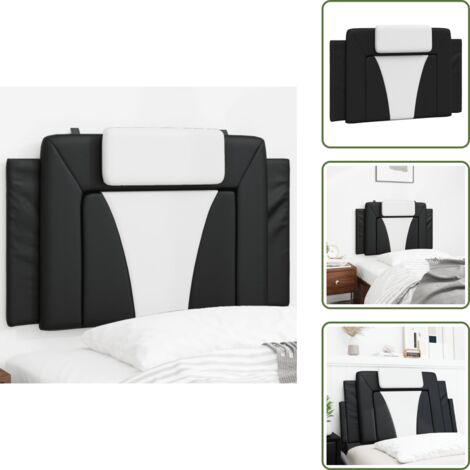 The Living Store Cuscino Testiera Viana Nero e Bianco 80 cm in Similpelle - Cuscino per testiera