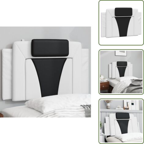 The Living Store Cuscino Testiera Viana Nero e Bianco 80 cm in Similpelle - Cuscino per testiera