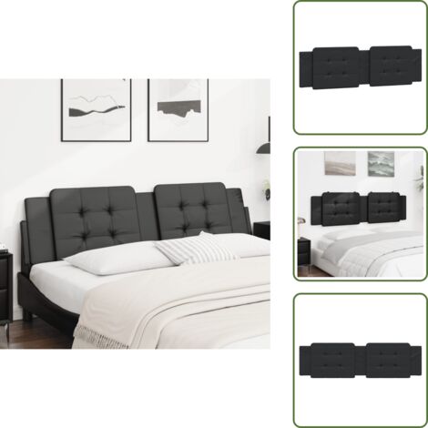 The Living Store Cuscino Testiera Zadar Nero 180 cm in Similpelle - Cuscino per testiera