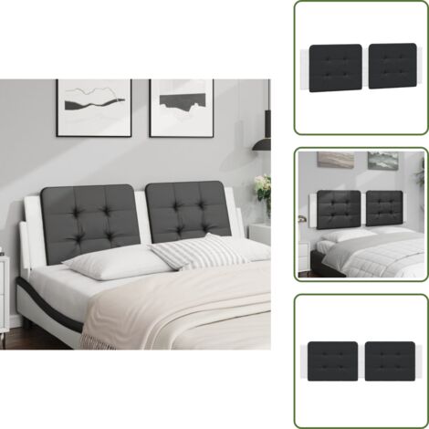 The Living Store Cuscino Testiera Zadar Nero e Bianco 160 cm in Similpelle - Cuscino per testa