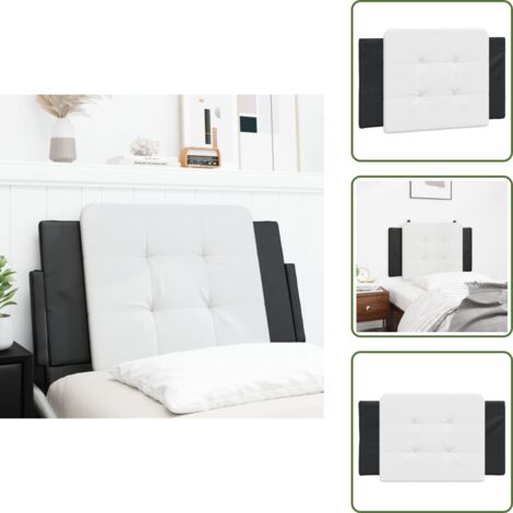 The Living Store Cuscino Testiera Zadar Nero e Bianco 80 cm in Similpelle - Cuscino per testiera