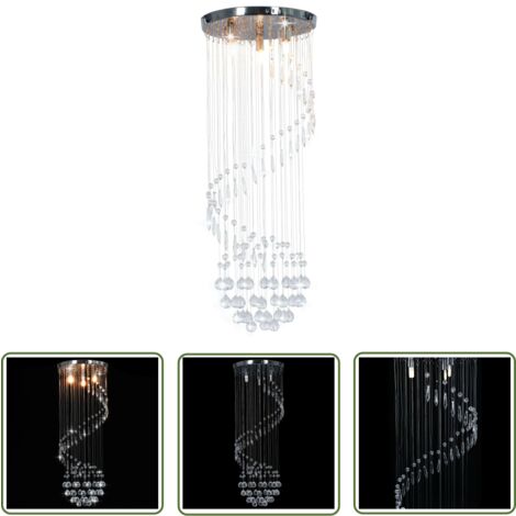 The Living Store Deckenleuchte mit Kristallperlen Silbern Spirale G9 - Dekorleuchte - Kronleuchter - Wohnzimmer Deko - Schlafzimmer Beleuchtung - Moderne Lampe