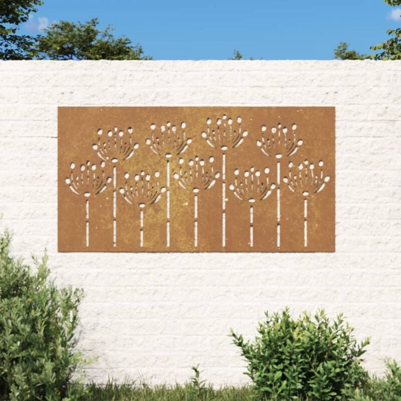 The Living Store - Décoration murale jardin 105x55 cm acier corten design de fleur Brun
