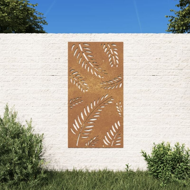 The Living Store - Décoration murale jardin 105x55 cm acier corten design feuille Brun