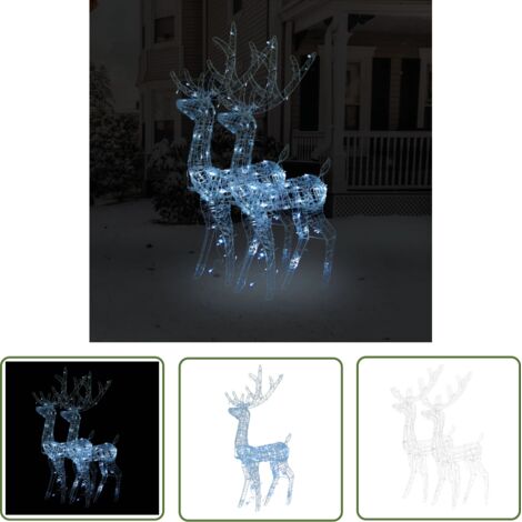 The Living Store Décorations de Noël de renne Acrylique 2 pcs 120 cm Blanc froid - Décorations De Noël - Lumières De Noel - Renne Illuminé - Décoration Extérieure - Décoration Intérieure