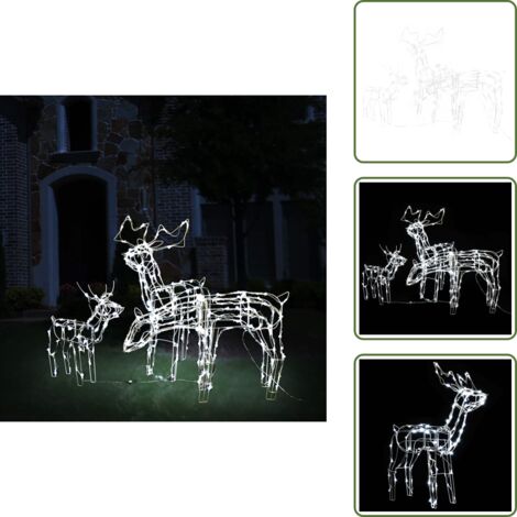The Living Store Decorazioni di Natale a Forma di Renne 3 pz 229 LED - Renne luminose