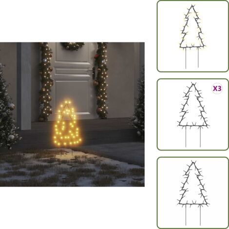 The Living Store Decorazioni Luminose Natalizie Picchetti 3pz Albero 50LED 30cm - Luci natalizie