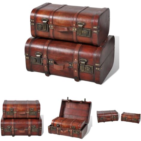 The Living Store Dekokoffer aus Holz 2 Stk. Retro-Stil Braun -  Aufbewahrungstruhen