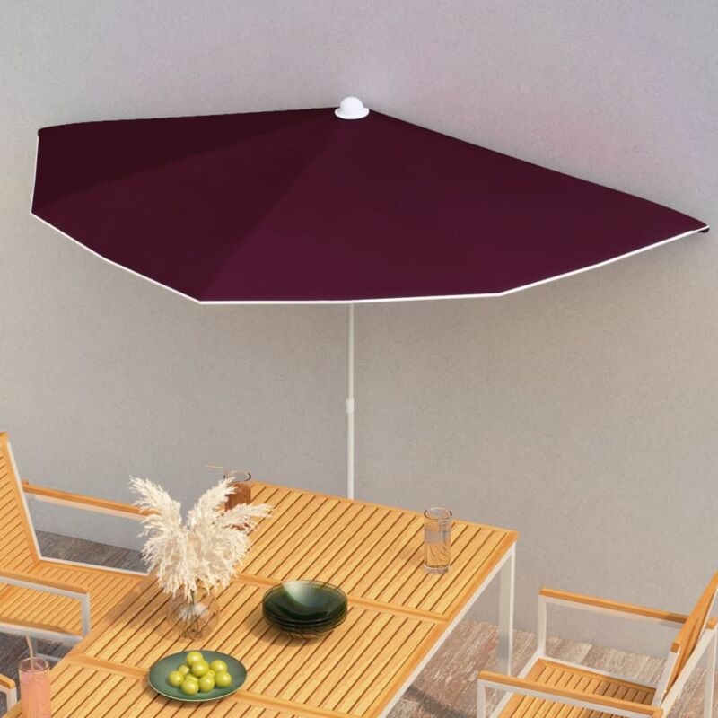 The Living Store - Demi-parasol de jardin avec mât 180x90 cm Rouge bordeaux Rouge