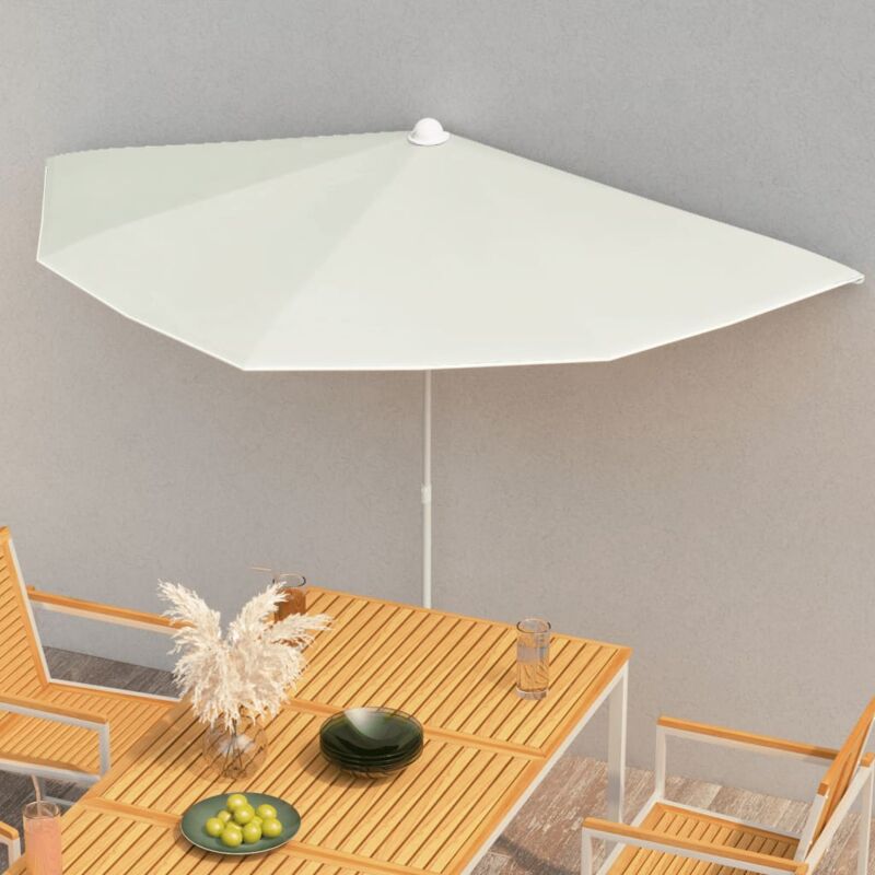 Demi-parasol de jardin avec mât 180x90 cm Sable The Living Store Crème