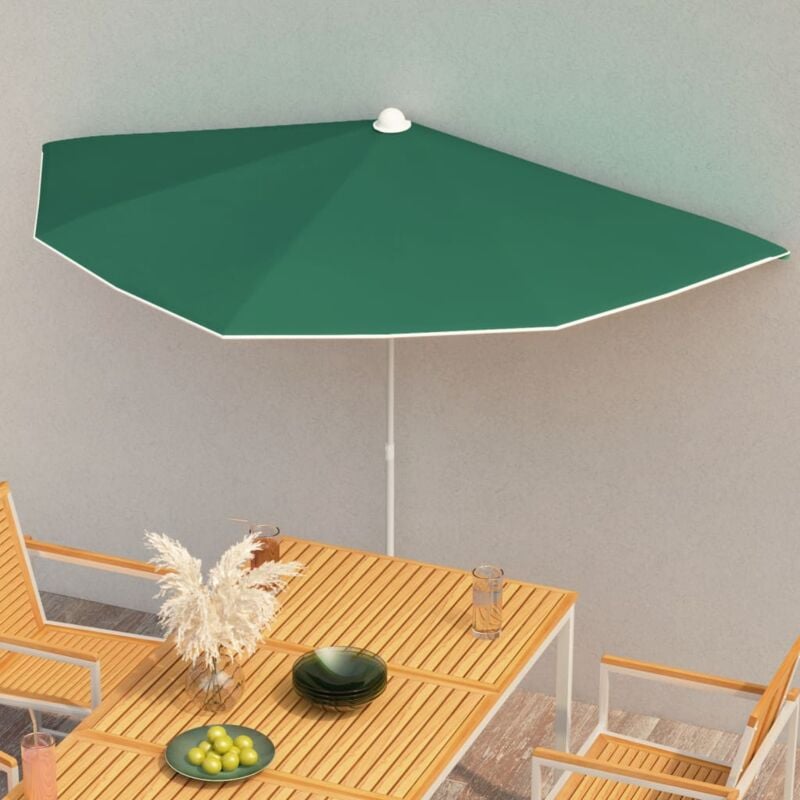 The Living Store - Demi-parasol de jardin avec mât 180x90 cm Vert Vert